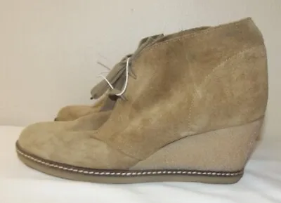 J Crew Suede Wedge Chukka Desert Ankle BOOTIES Boots - Size 9 - Tan Lace Up • $22.45