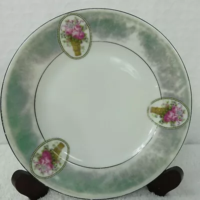 Vintage Bone China Bread Butter Plate Flower Basket 7.5  Victoria Czechoslovakia • $19.95