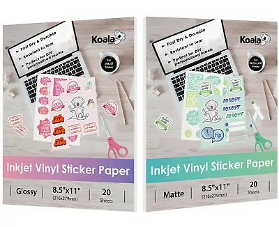 40 Glossy Matte Printable Vinyl Sticker Paper Waterproof For Inkjet Laser 8.5x11 • $17.85