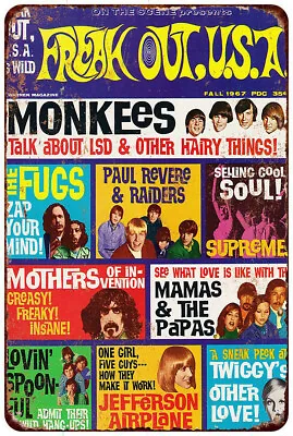 1967 Freak Out Magazine Monkees Vintage Reproduction Metal Sign 8 X 12 • $21.95