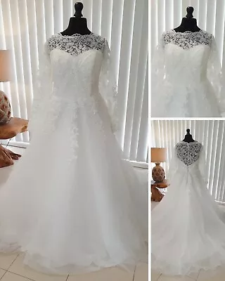 Wedding Dress Size 22 Ivory Tulle Princess Gown • $299