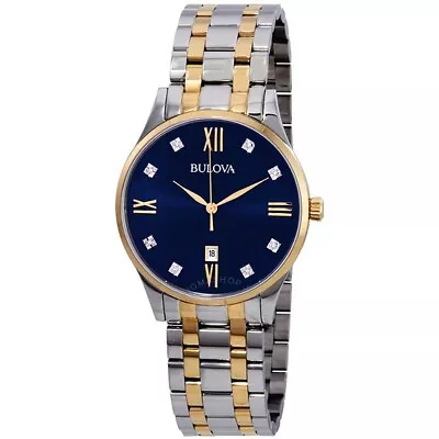 Citizen 98d130 Classic Blue Diamond Dial Two Tone Stainless Steel Mens Watch • $254.99