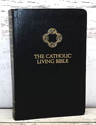 1976 Vtg The Catholic Living Bible Paraphrased Red Letter Leather - Tyndale • $10