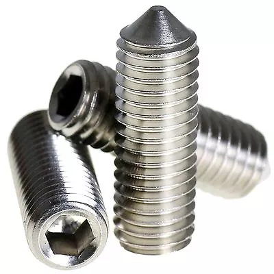 £2.65 • Buy M4 M5 M6 M8 A2 Stainless Cone Point Grub Screws Hex Socket Set Screw DIN 914
