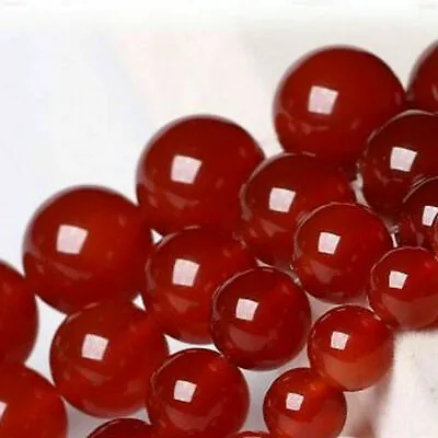 4/6/8/10/12/14/16mm Natural Red Jade Chalcedony Round Gemstone Loose Beads 15'' • $4.39