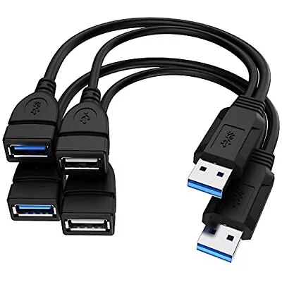 2 Pack USB Male To Dual Female Y Splitter Hub Power Cord Extension Adapter Cable • $13.70