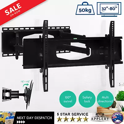 $58.35 • Buy Full Motion TV Wall Bracket Swivel Mount Tilt 32 40 43 50 55 60 65 70 75 80 Inch