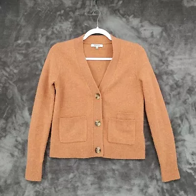 Madewell Womens Size XXS Orange Merino Wool Knit Cardigan Sweater Long Sleeve • $23.99