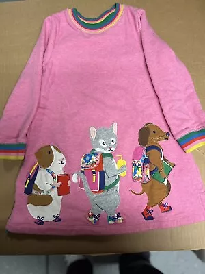 Mini Boden Girls Sweater Appliqué Animal Dress Sz 4/5 • $18