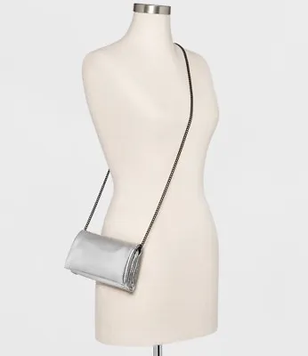 Foldover Clutch With Removable Crossbody Chain - Mossimo Supply Silver • $11.99