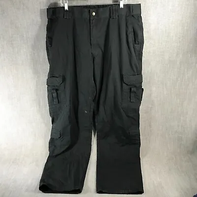 5.11 Tactical Series Cargo Pants Men's 44x36 (42x35) Black Elastic Waist • $14.20
