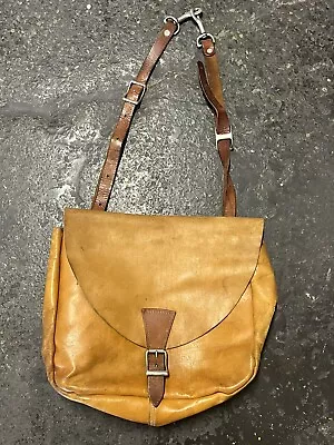 HUDSON BAY Co Leather Large Brown Shoulder Mail Bag Vtg Riveted 1950’s • $125