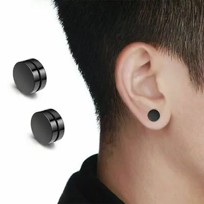 Men Women Stainless Steel Stud Earrings Magnetic Ear Plugs Non-Piercing Clip On • $3.29