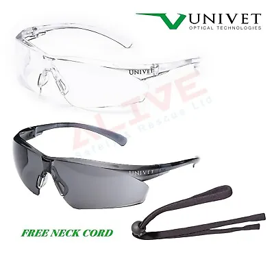 Univet 505 UP Safety Glasses Anti-Scratch Sporty Lens Spectacles - Free Cord • £9.79