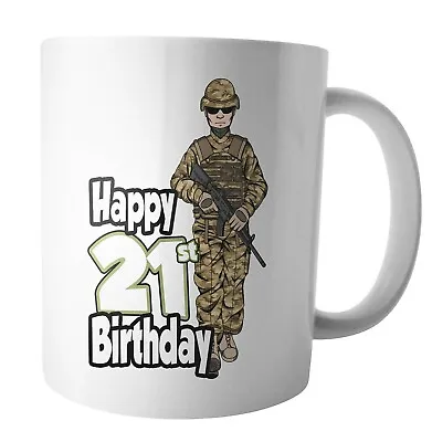 Soldier Army Birthday Mug Gift Son Dad Husband Grandson Grandad Brother ANY AGE • £12.95