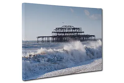 Old Brighton West Pier Canvas Print Wall Art CANVAS PICTURE PRINT Large & Small • £16.75