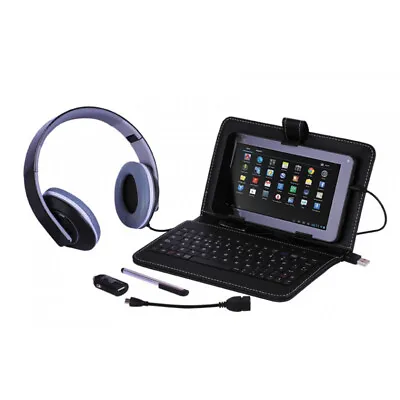  Tablet 5-in-1 Accessories Pack Headphones Stylus Keyboard Cover Cable • £11.31