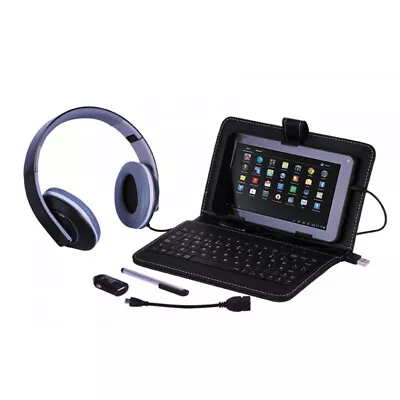  Tablet 5-in-1 Accessories Pack Headphones Stylus Keyboard Cover Cable • £11.28