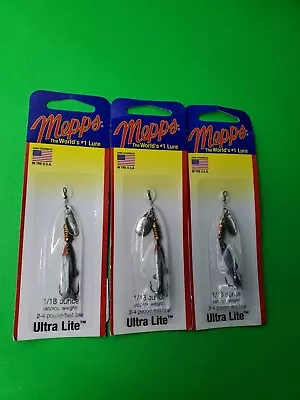 Lot Of 3 Mepps C00M S Comet Mino Ultra Lites In-Line Spinner 1/18 Oz Silver • $17.95