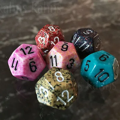 Chessex Dice : D12  - Random Set Of 6 - Free Bag! Twelve Sided • $8.95