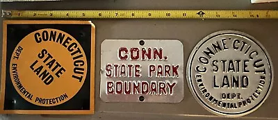 Lot Of 3 Small Vintage Metal Signs - Connecticut State Park And Land • $20