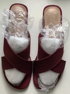 £4.99 • Buy Ladies Uk 7 Eu 40 W Cuccoo Stretch Strap Slip On Mid Black Heel Shoe Magenta Red