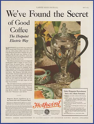Vintage 1929 HOTPOINT Percolator Coffee Iron Edison Electric Appliance Print Ad • $19.95