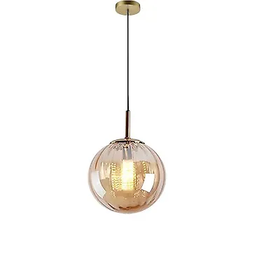 Ribbed Glass Pendant Light Ceiling Light Fitting Modern Globe Lamp Shade Kitchen • £49.95