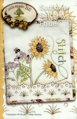 Sunflower Stitchery Folder - Pattern By Meg Hawkey - Embroidered Stitch Folder • $10