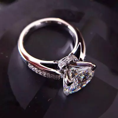 3.50 CT Round Cut VVS1 Moissanite Solitaire Engagement Ring Solid 14K White Gold • $122.50