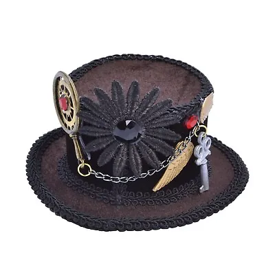 £7.95 • Buy Unisex Steampunk Mad Hatter Halloween Mini Top Hat Fancy Dress Set Accessory