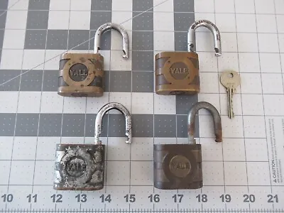 Lot Of 4 Old Yale Padlocks 1 Key • $40