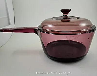 Vision Corning Ware 1.5 Liter Sauce Pan Nonstick Pot Cranberry Pyrex Lid USA • $25