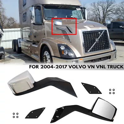 2pc Manual Chrome Hood Mirror With Mounting Kit For 2004-2017 Volvo Vn Vnl • $99