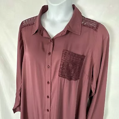 Torrid Sz 2 Wild Ginger Milly NEW! 2X Button Mauve Pink Shirt Top Blouse Vents • $24.99