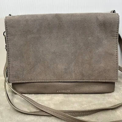 H&M Divided L'Eternite Handbag Clutch Cross Body Small Grey Faux Suede Leather • £9.30