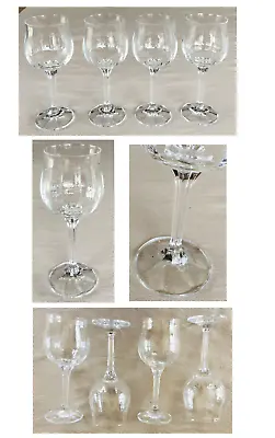 VINTAGE Wine Glasses 8 Oz. Clear Bulbous Fluted Stem  4-Piece Set • $28.88