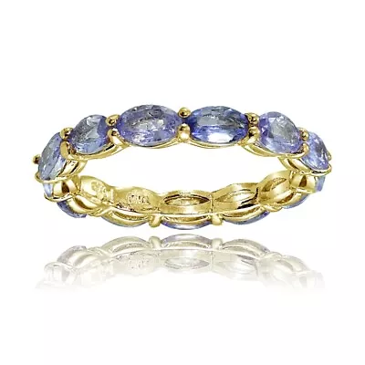 Sterling Silver Tanzanite 5x3mm Oval-cut Eternity Band Ring Size 5 • £38.60