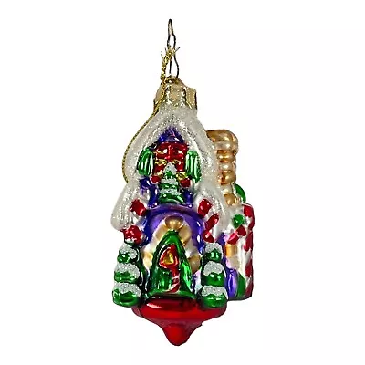 Vintage Mark Klaus 2003 Glass Christmas Ornament SNOW-COVERED HOUSE Finial  • $8.50
