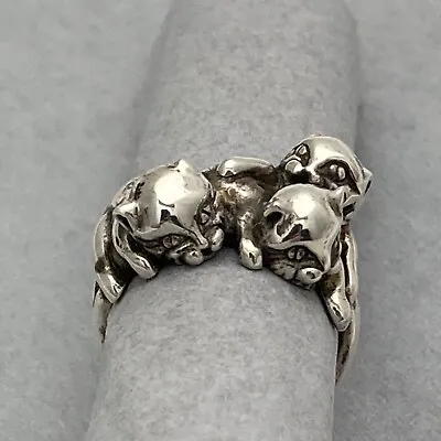 Vintage KABANA Cats Sterling Silver Ring Size 7 • $55