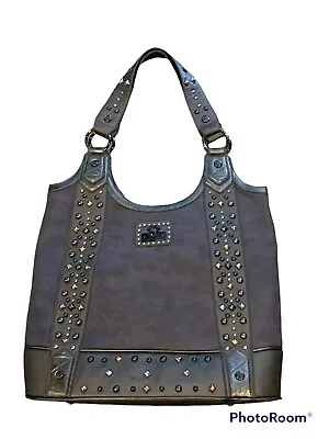 Ed Hardy By Christian Audigier Studded Gunmetal Tote Purse Handbag Shoulder HTF • $89.10