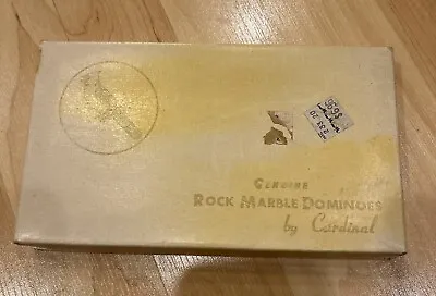 VTG Genuine Rock Marble White Dominoes By Cardinal Complete In Box Instructions • $32.99