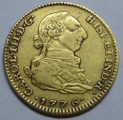 1776 Madrid 2 Escudos Charles Iii Gold Spain Doubloon Spanish Colonial Era • $999