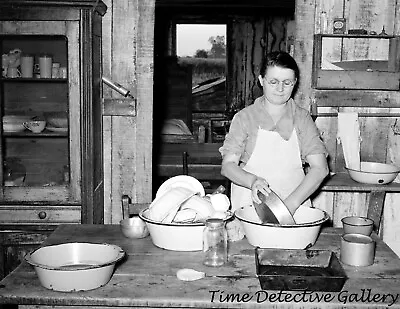 Washing Dishes In A Farmhouse Kitchen - 1938 - Vintage Photo Print • $10