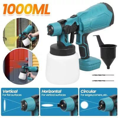 Electric Spray Gun Fence Wall Cordless Paint Airless Sprayer HVLP For Makita 18v • £18.99