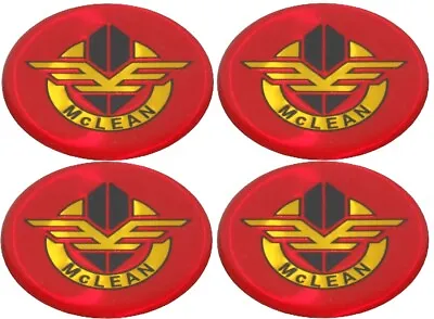 4 - Red McLEAN Wire Wheel Center Cap Round Sticker Logo 2.75  70mm Diameter • $27.97