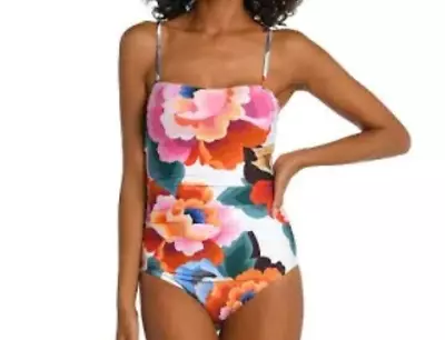 La Blanca Women's Bandeau One Piece Swimsuit Floral Sz 4 New With Tags • $55.99