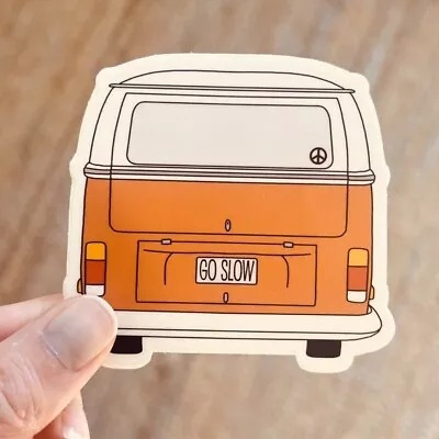 VW Bus Sticker Vinyl Decal Go Slow Original Artwork Volkswagen Hippie Van • $2.98