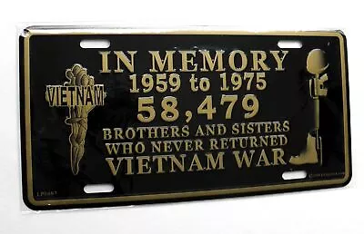 Vietnam Veteran In Memory Of The Fallen Embossed Metal License Plate 6 X 12 • $17.76