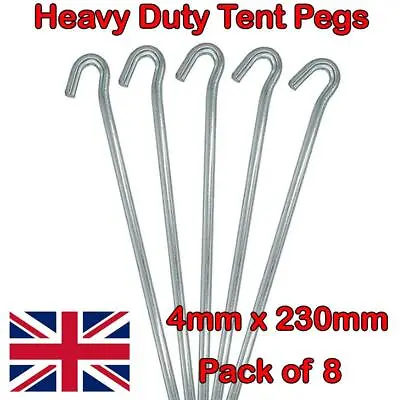 £2.99 • Buy 8 X Heavy Duty Galvanised Steel Tent Pegs Metal Camping Ground Sheet Anchor